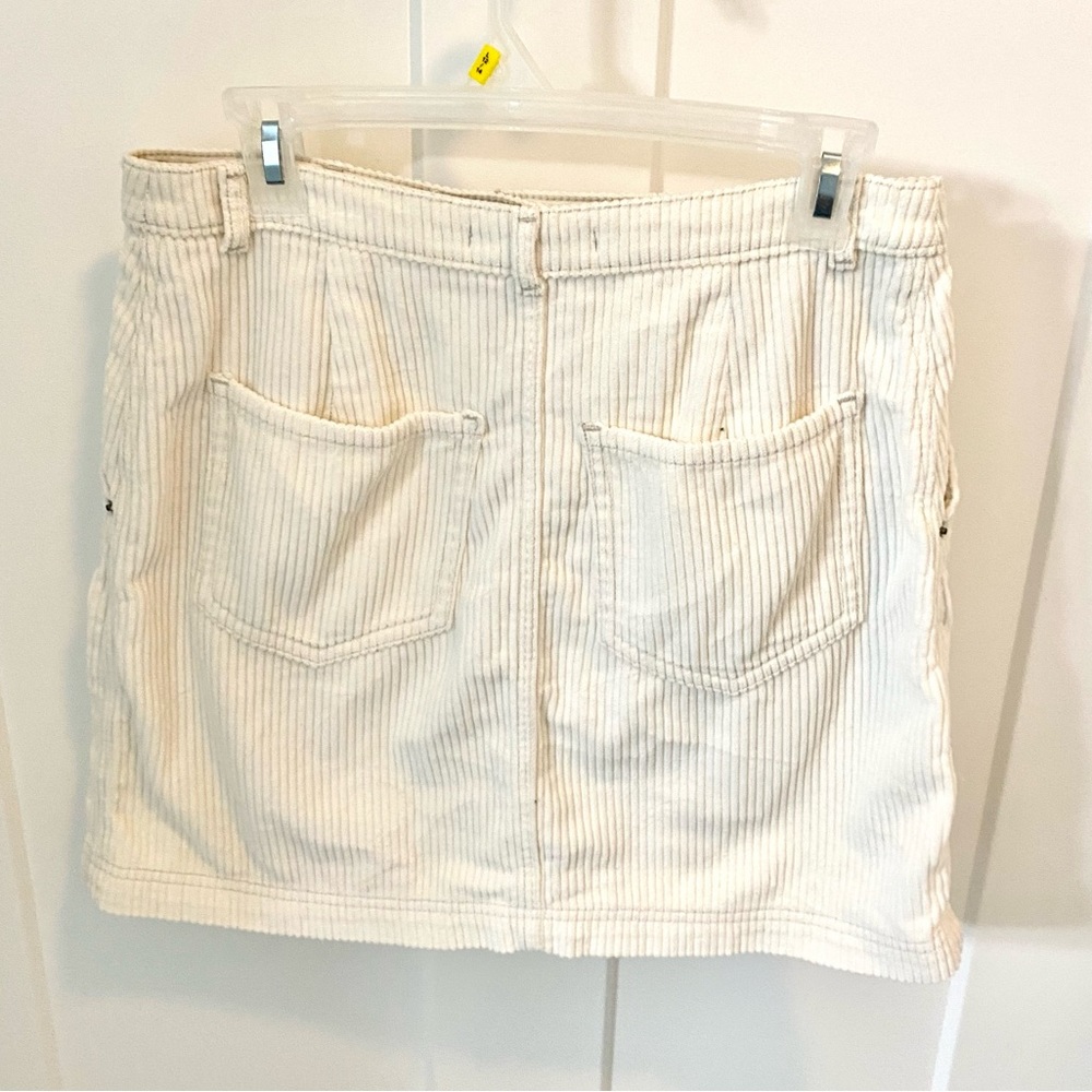 Abercrombie And Fitch White Corduroy Button Skirt - image 2